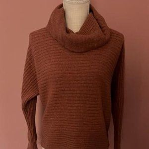 Pink Rose Ribbed Cowl Neck Sweater